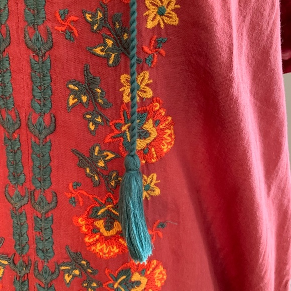 NATURAL LIFE Red and Orange Embroidered  Swimsuit Coverup - never worn - Picture 6 of 7